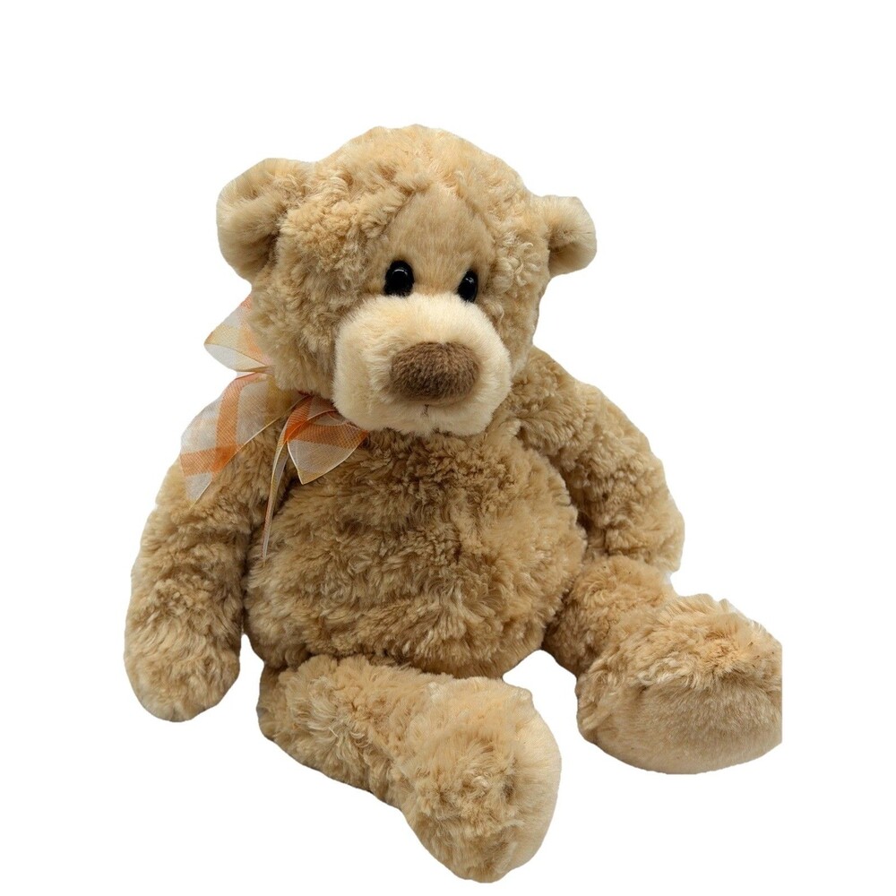GUND Manni Teddy Bear Plush Tan 13” Stuffed Animal with Ribbon Vintage #15015